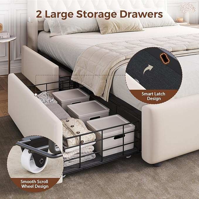Queen LED Velvet Bed Frame