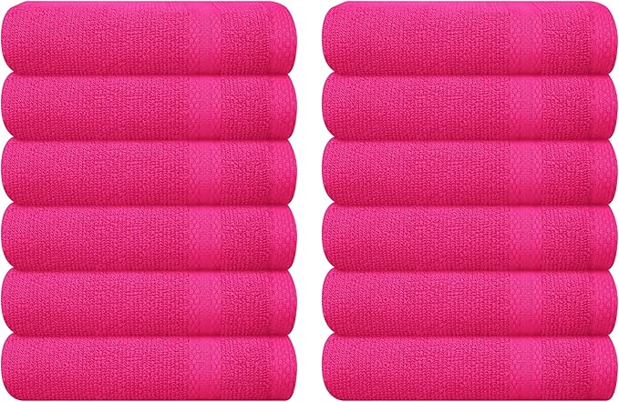 GLAMBURG Ultra Soft 12-Piece Washcloths Set 13x13-100% Ringspun Cotton