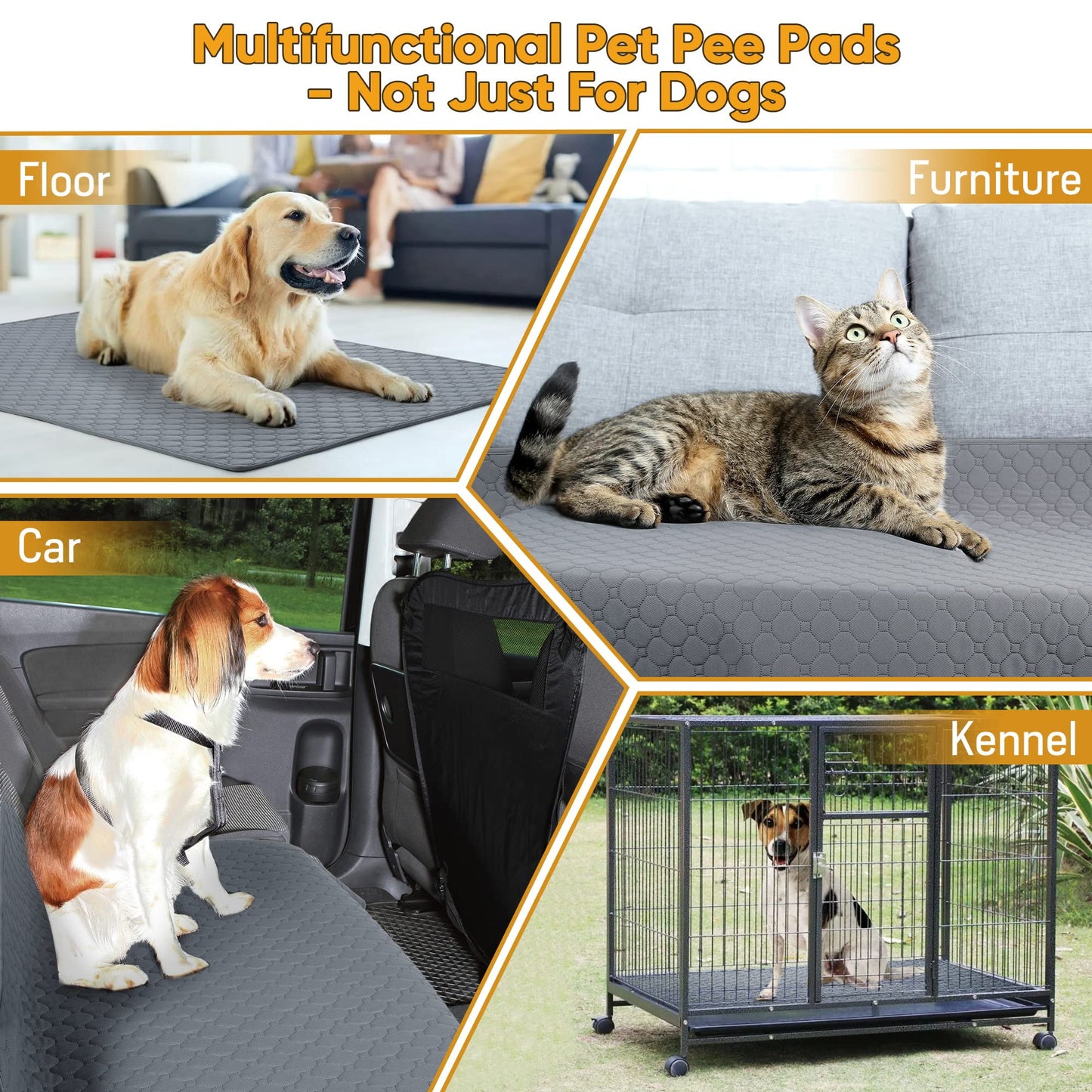 Reusable Dog Training Pads, 2 Pack Washable puppy training pads, Super Absorbent Waterproof Dog Mat Pee Pads for Dogs, Fast Drying Training Pads for Home, Car, Travel (60cm*50CM)