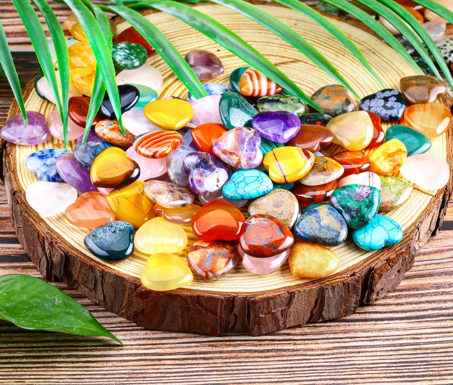 FORBY 40pcs Natural Heart Shaped Crystal Stones 0.8 Inch Pocket Hearts Bulk Stones Assorted Healing Crystals Chakra Hearts Shaped Gemstone for Anxiety Decoration Yoga Reiki Gifts137 to140g