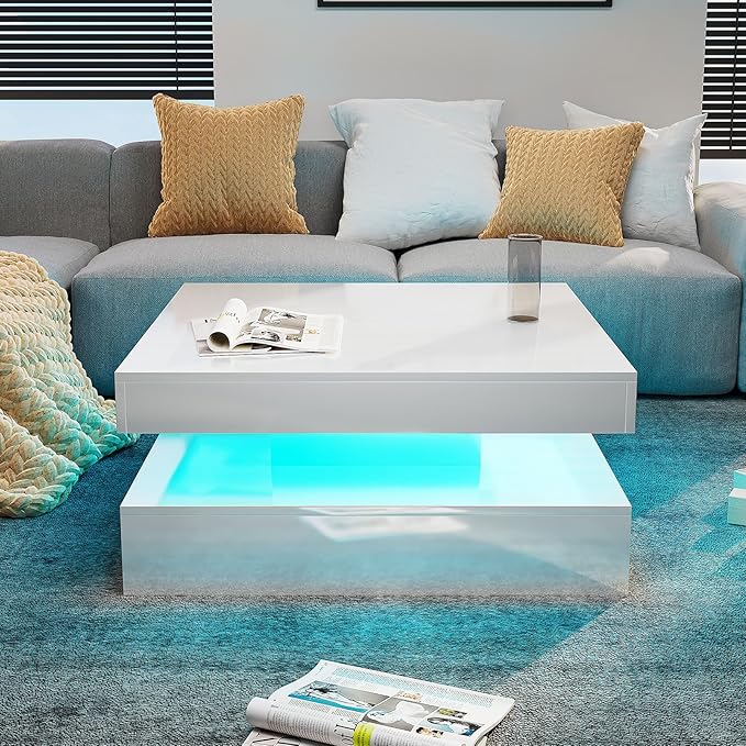 HedoAjim White LED Coffee Table