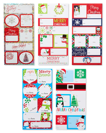 American Greetings Christmas Gift Tags Self-Adhesive, Holiday Designs (112-Count)