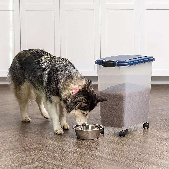 IRIS USA Airtight Dog Food Storage Container, Attachable Wheels,