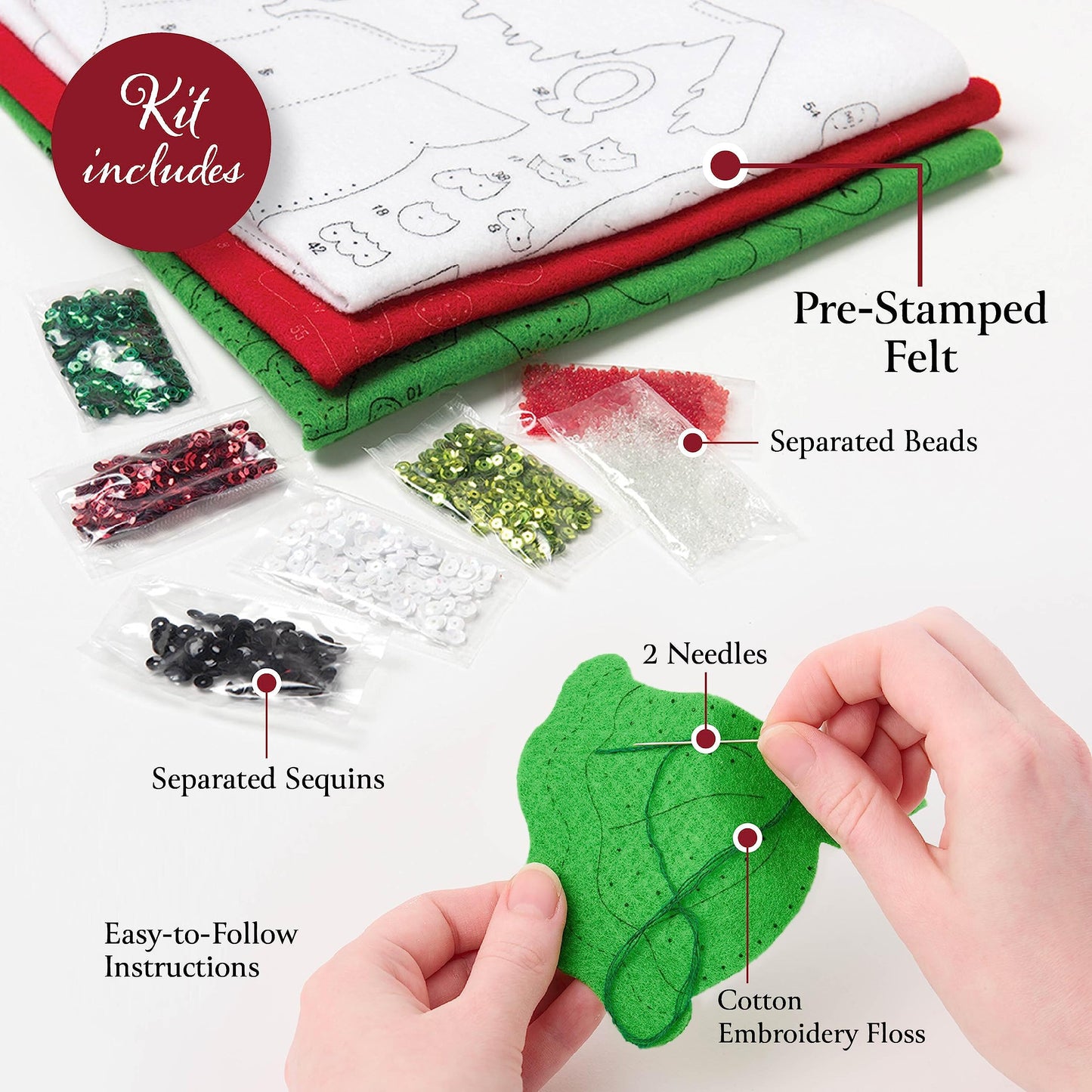 Bucilla, Felt Applique 6 Piece Ornament Making Kit, North Pole This Way, Perfect for DIY Arts and Crafts