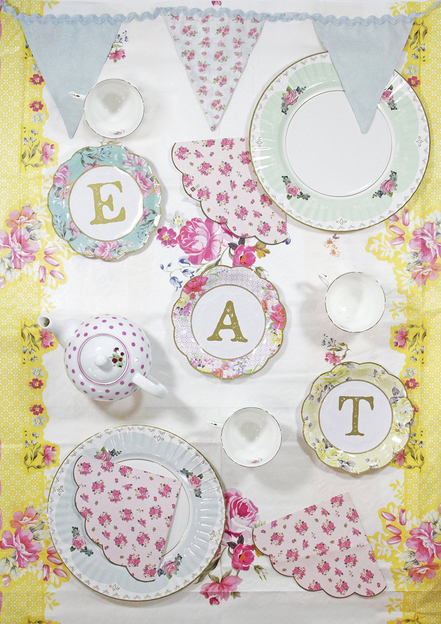 Talking Tables Pretty Floral, Paper Table Cover, Multi-Colour, 180 x 120cm