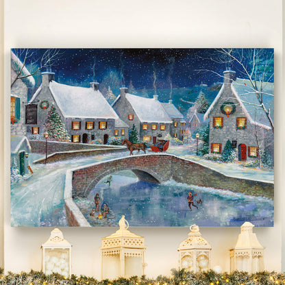 Renditions Gallery Abstract Christmas Decor for Home Snowy Warm Winter Wonderland Wall Hanging Canvas Prints for Bedroom Dining Living Room Office Home Kitchen Wall Decor - 32"X48" LT18