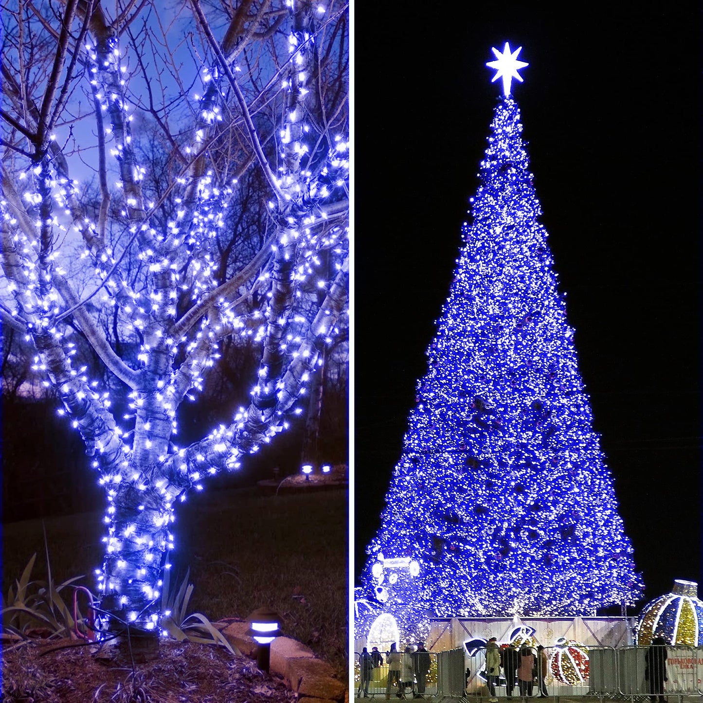 KNONEW 403ft 1000 LED String Lights Outdoor Christmas Light 8 Modes & Timer Fairy Lighting Plug in Waterproof for Xmas Yard Tree Wedding Party Holiday Decorations (Blue)
