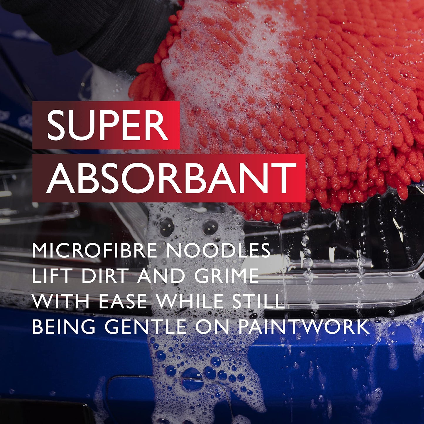 Autoglym Microfibre Noodle Wash Mitt - Mircrofibre Cleaning Mitt Specially Designed For a Quick, Streak-free Finish on Car Paintwork and Glass