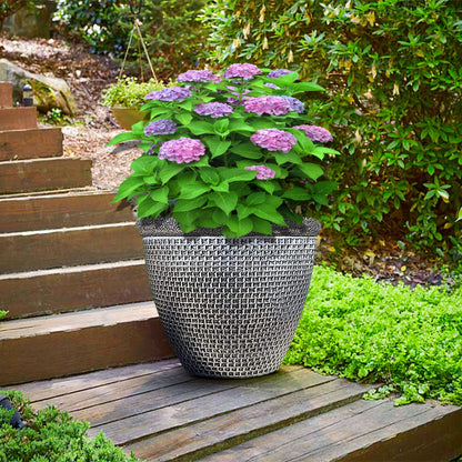 SG Traders 2 X Large Plastic Round Cromarty Plant Pots Flower Pot Planter Garden Decoration Antique Silver 30cm Plant Pot Outdoor Flower Pots Outside Garden Planters Outdoor With Drainage Holes