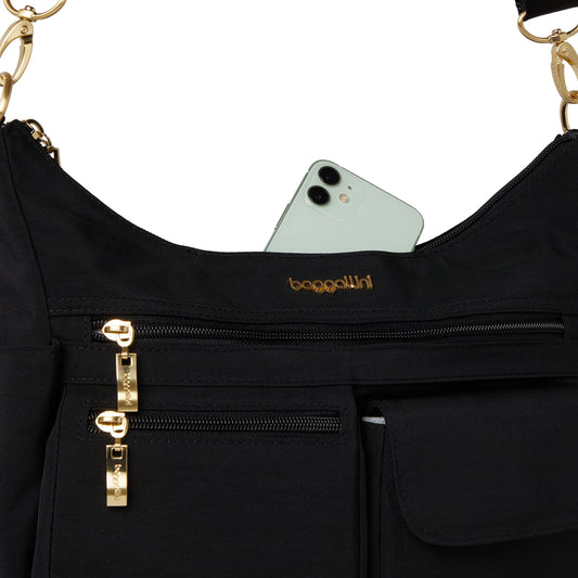 Baggallini Modern Everywhere Bagg - Water-resistant Lightweight Hobo Crossbody Bag for Women - Easy-Access Phone Pocket