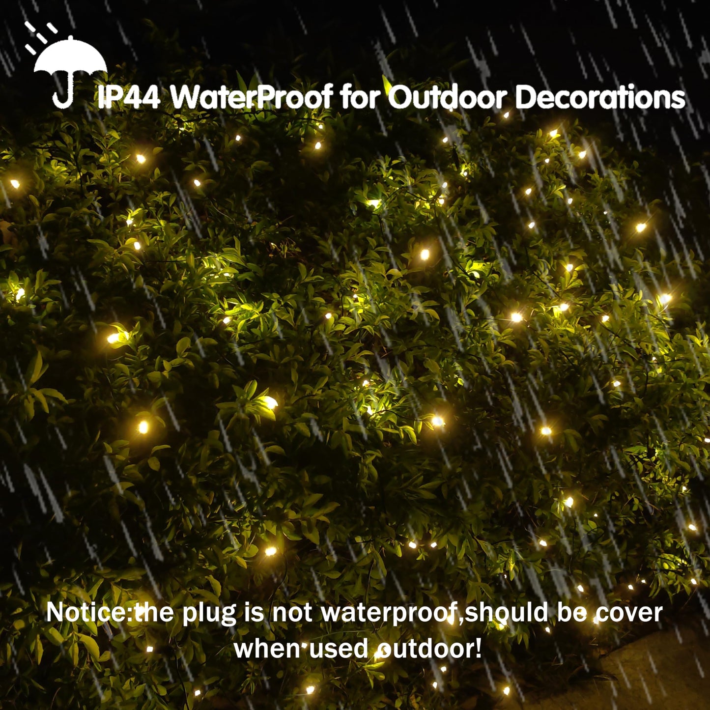 100 LED Christmas Lights 5 ftx5ft Christmas Net Lights Outdoor Indoor Mesh Christmas Decorations Lights string,Perfect for Bushes or Trees, Green Wire（Warm White）
