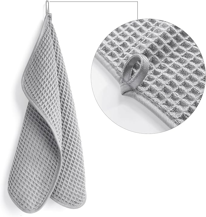 POLYTE 430 GSM Microfiber Lint Free Washcloth Face Towel, 13 x 13 in, 4 Pack