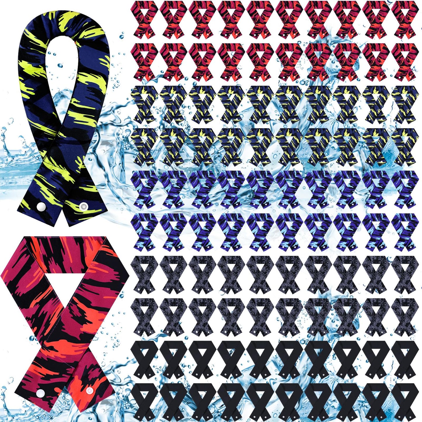 Tarpop 240 Pieces Cooling Neck Wraps Bulk Camo Ice Cooling Bandana Reusable Cooler Scarf Tube for Hot Weather Outdoor Fishing Running