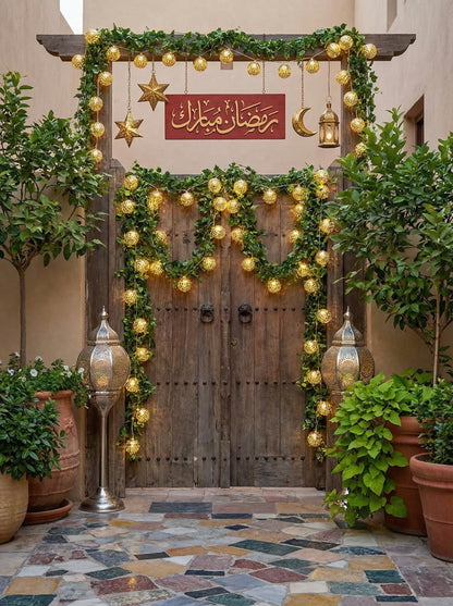 8.5Ft LED Moroccan Style String Lights Plug in, Outdoor Ramadan Decorations String Lights with 10 Silver Metal Ball Lights, Hanging Warm White Globe Fairy Lights for Ramadan Day Wedding Party Home