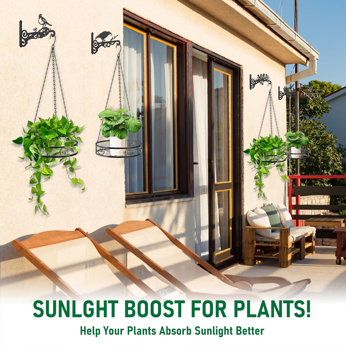 Qiaomeiysp 2-Pack Hanging Planters for Indoor Plants - Heavy Duty Metal Plant Hanger Indoor with 3 Chains and Hooks – Aesthetic Hanging Plant Holder for an Instant Gardening Decor