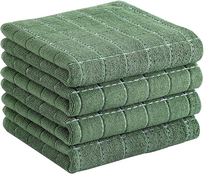 Homaxy 100% Cotton Terry Kitchen Towels, Checkered Designed, Soft and Super