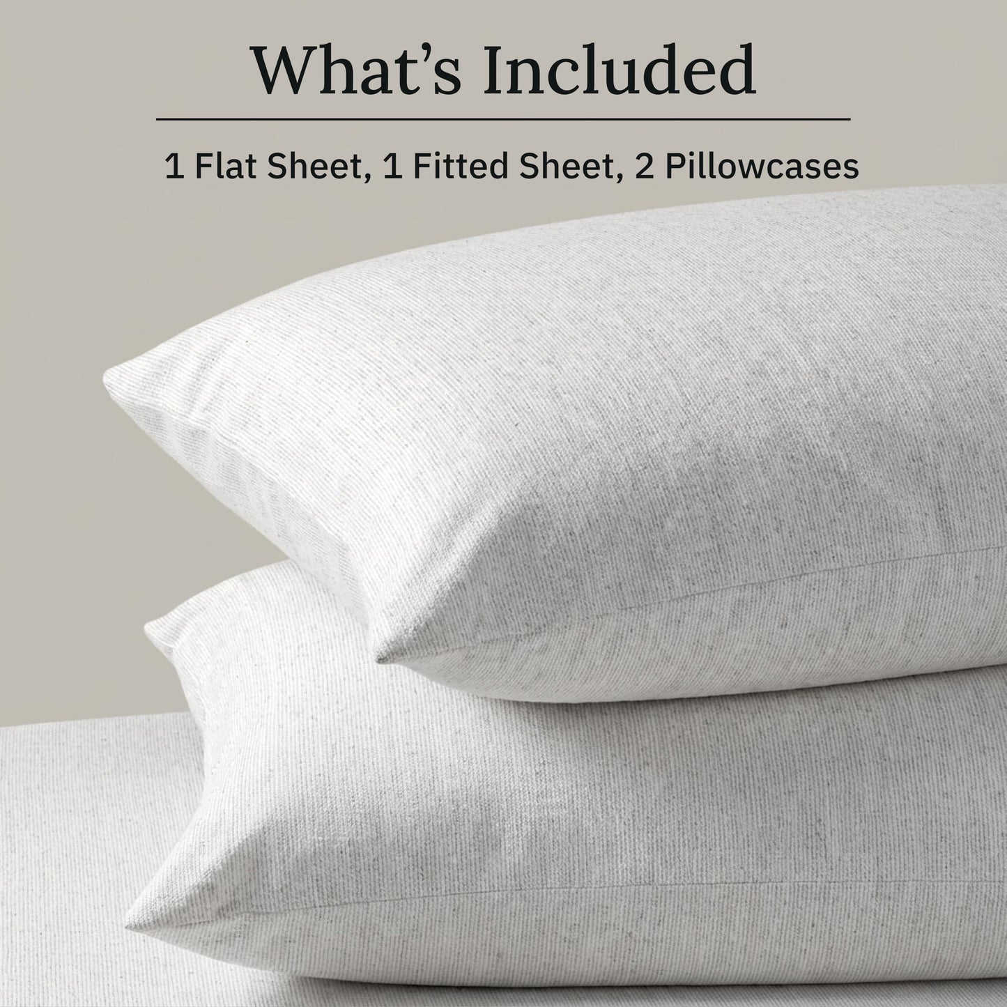 California Design Den Yarn Dyed Flannel King Sheets Deep Pocket Set with Extra Depth - Made in Portugal, 4-Piece 100% Cotton Flannel Sheets, Thick, Velvet Soft, Triple-Brushed - Cream Stripe