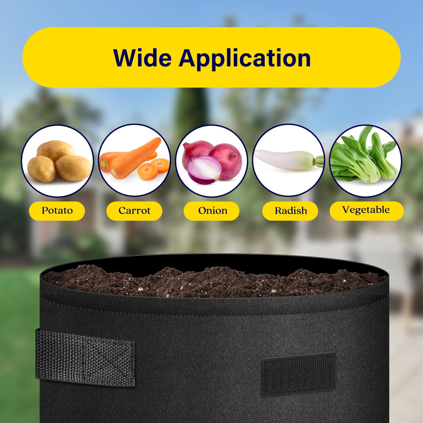 iPower Potato Grow Bags with Flap 10 Gallon 6 Pack, Garden Planting Pot with Durable Handle and Harvest Window, Thickened Nonwoven Fabric Container for Potato, Tomato, Carrot, Vegetable and Fruits