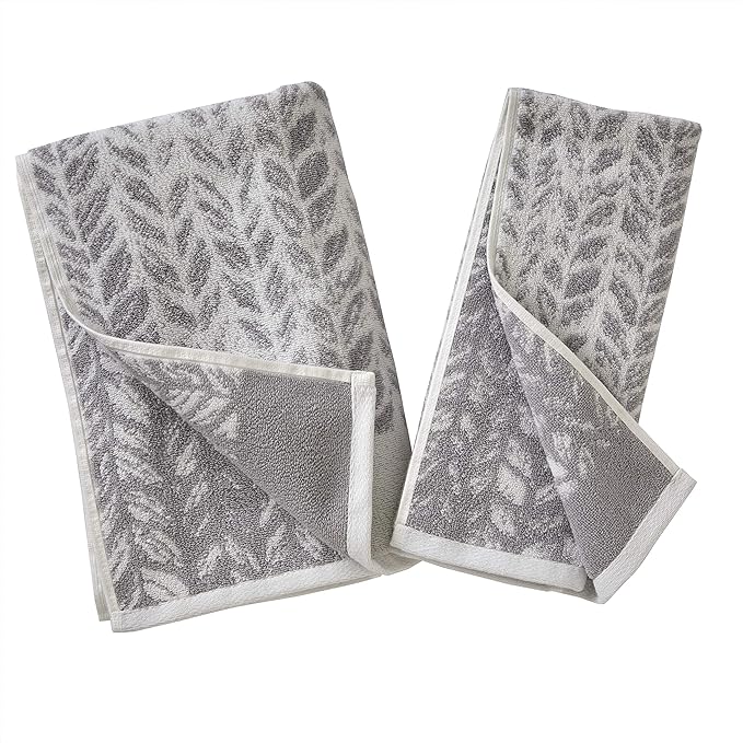 SKL Home Distressed Leaves 100% Turkish Cotton Premium 2-Piece Hand Towel Set