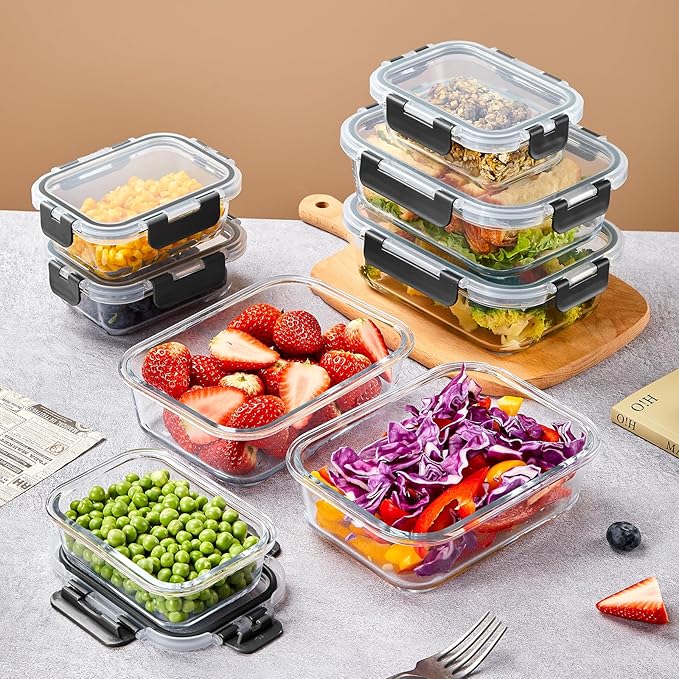 Liuruiyu 10 Pack Glass Food Storage Containers