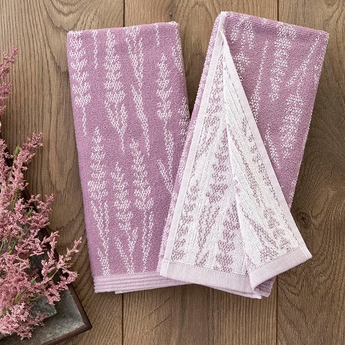 SKL Home Lavender Silhouette 100% Cotton Jacquard 2pc Hand Towel Set,