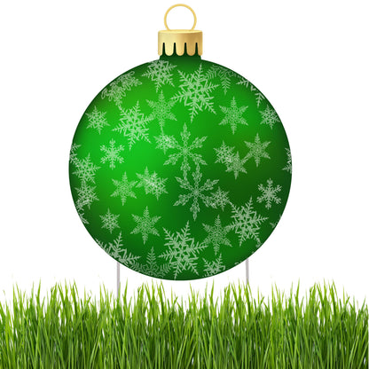 Rogue River Tactical Christmas Classic Yard Sign for Home Decor and Lawn Decoration With Stakes Green Ornament Snowflakes
