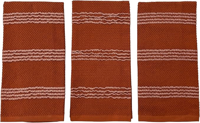 Serafina Home Terracotta Orange Rust Kitchen Hand Dish Towels: Oversized 18" x