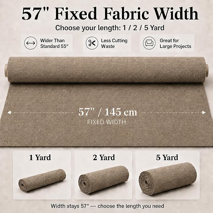 Mini Chenille Linen Blend Upholstery Fabric by the Yard, 57 Inch Wide Soft
