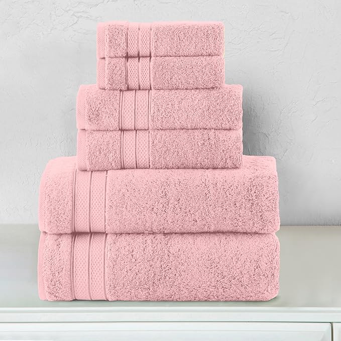 Elegant Comfort Luxury 6-Piece Towel Set, Premium Soft 100% Turkish Cotton