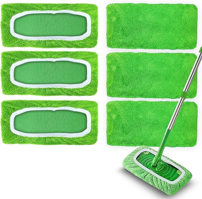 6 Pack Reusable Microfiber Mop Pads Compatible