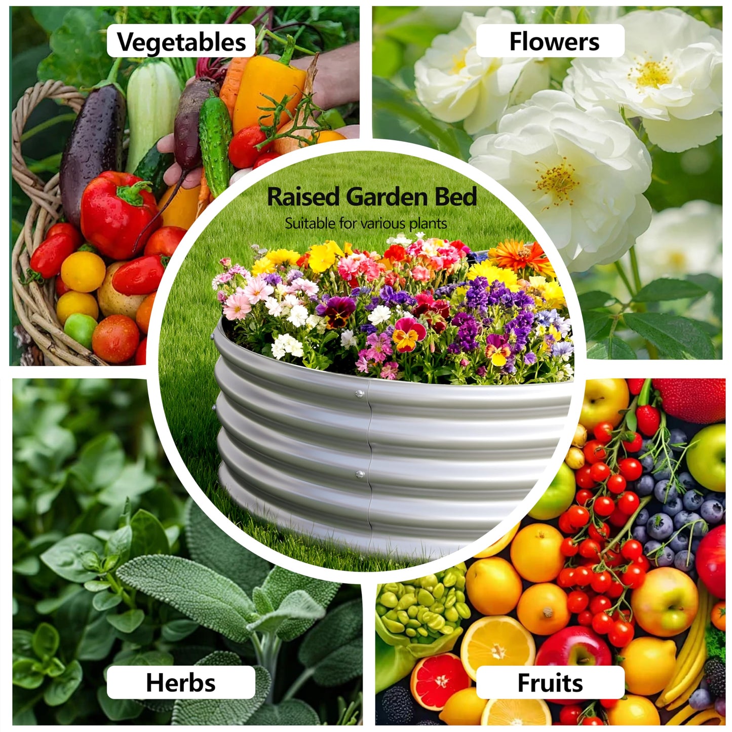 Yortrek Galvanized Raised Garden Bed Outdoor, 4x2x1ft(2Pack) Metal Heavy Duty Planter Boxes for Gardening, Easy Assemble Bottomless Small Oval Plant Container Kit for Vegetable, Flower, Fruit, Silver