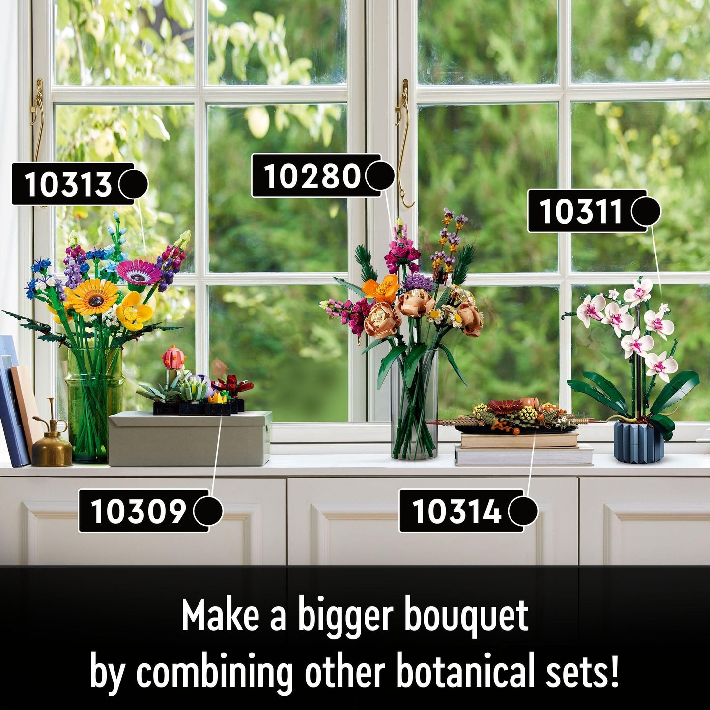 LEGO Botanicals Wildflower Bouquet Set - Artificial Flowers - Gifts for Mother's Day with Poppies and Lavender - Home Office Decor Set for Adults - Botanical Collection - 10313
