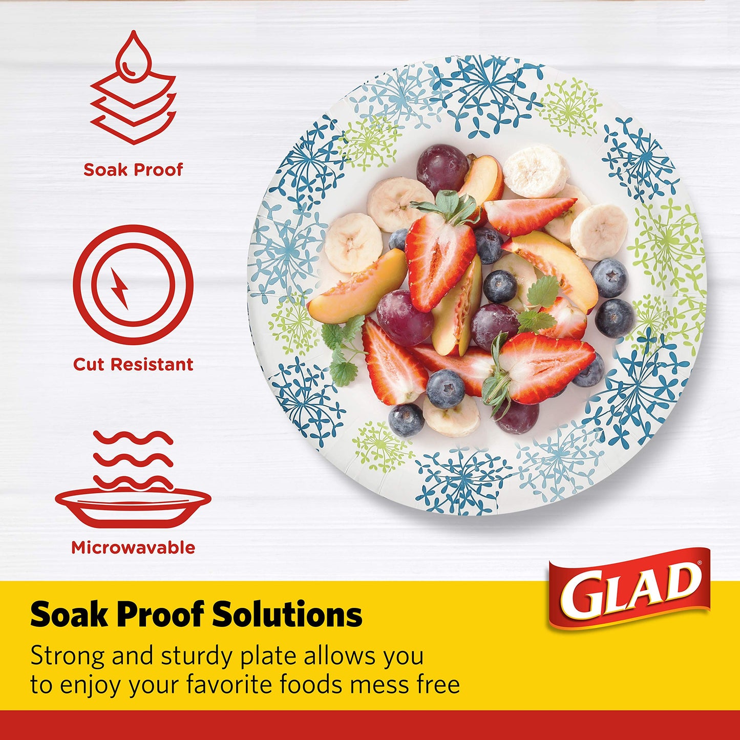 Glad Tabletop 10.25" Round Paper Plates in Blue Hydrangea; 50 Count (BB0100)