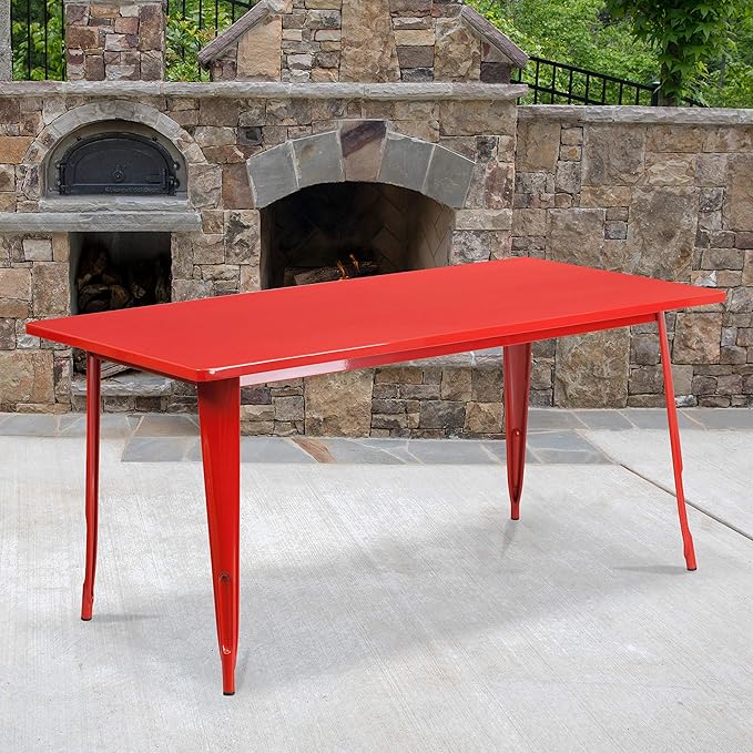 Flash Furniture Charis Commercial Grade 31.5" x 63" Rectangular Red Metal
