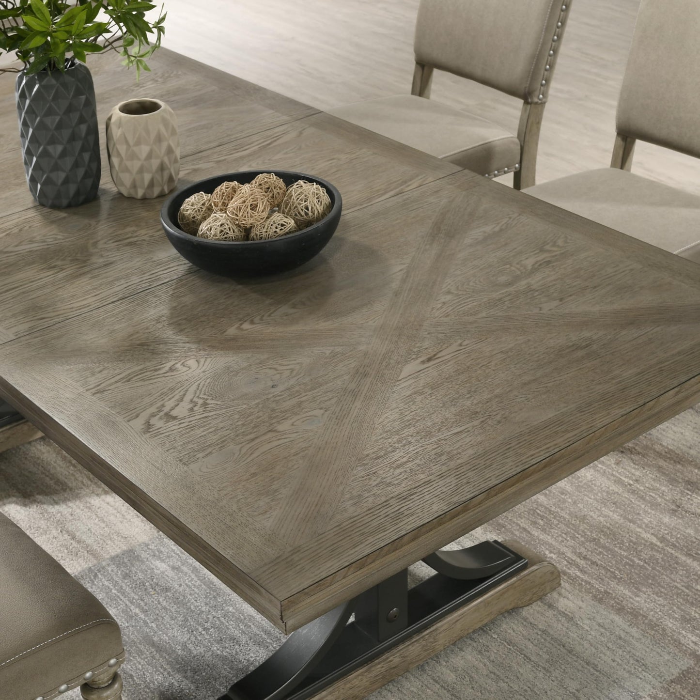 Roundhill Furniture Birmingham Dining Set, One Size, Driftwood Finish