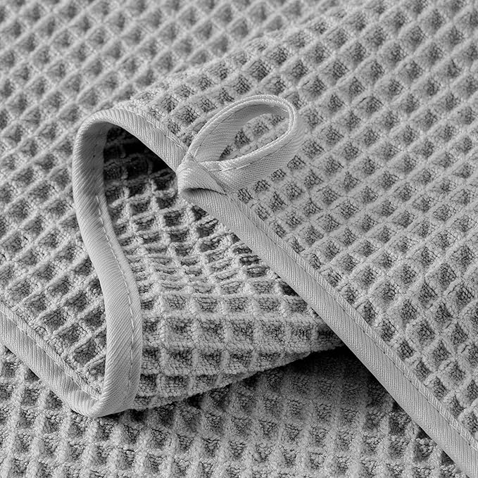 Microfiber Waffle Face Towels, 2 Pieces, Fast Drying, Lint Free 430 GSM