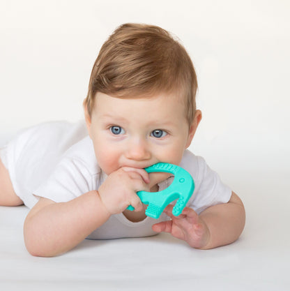Baby Elefun Teething Ring for Babies 0-6 Months - 5X Pain Relief Smart Teether - Zero Developmental Delay Silicone Teether - Cute Infant Chew Toy, Shower Gift