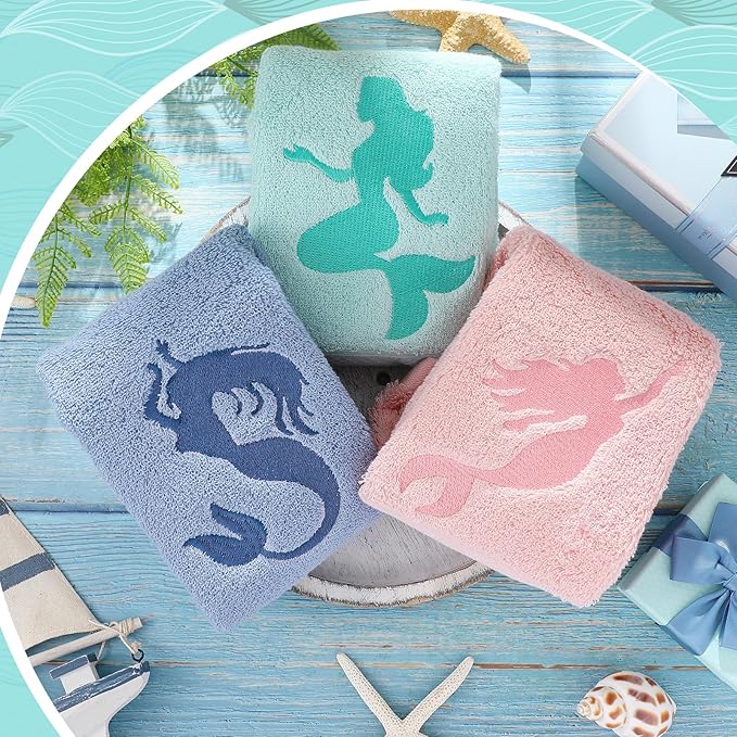 3 Pack Coastal Mermaid Hand Towels