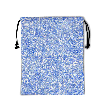 Blue White Floral Grip Bag - Traditional Flower Grip Bags for Gymnasts with Teal Flowers, Adjustable for Personal Equipment