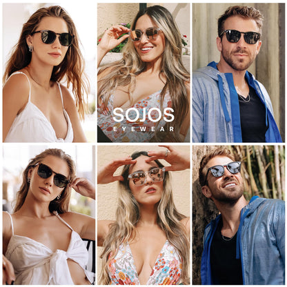 SOJOS Polarized Sunglasses for Women Men Classic Large Vintage Style Shades,Brown Tortoise/Grey