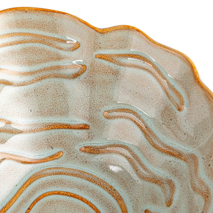 Creative Co-Op Oyster Shaped Stoneware Bowl, Blue