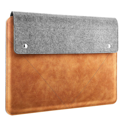 MoKo 13-13.3 Inch Laptop Sleeve Fits Macbook Pro M1 Pro/M1 Max 14.2 2021, iPad Pro 12.9 2021, Surface Pro 9, Felt & PU Leather Case Bag with Pocket, Gray&Brown