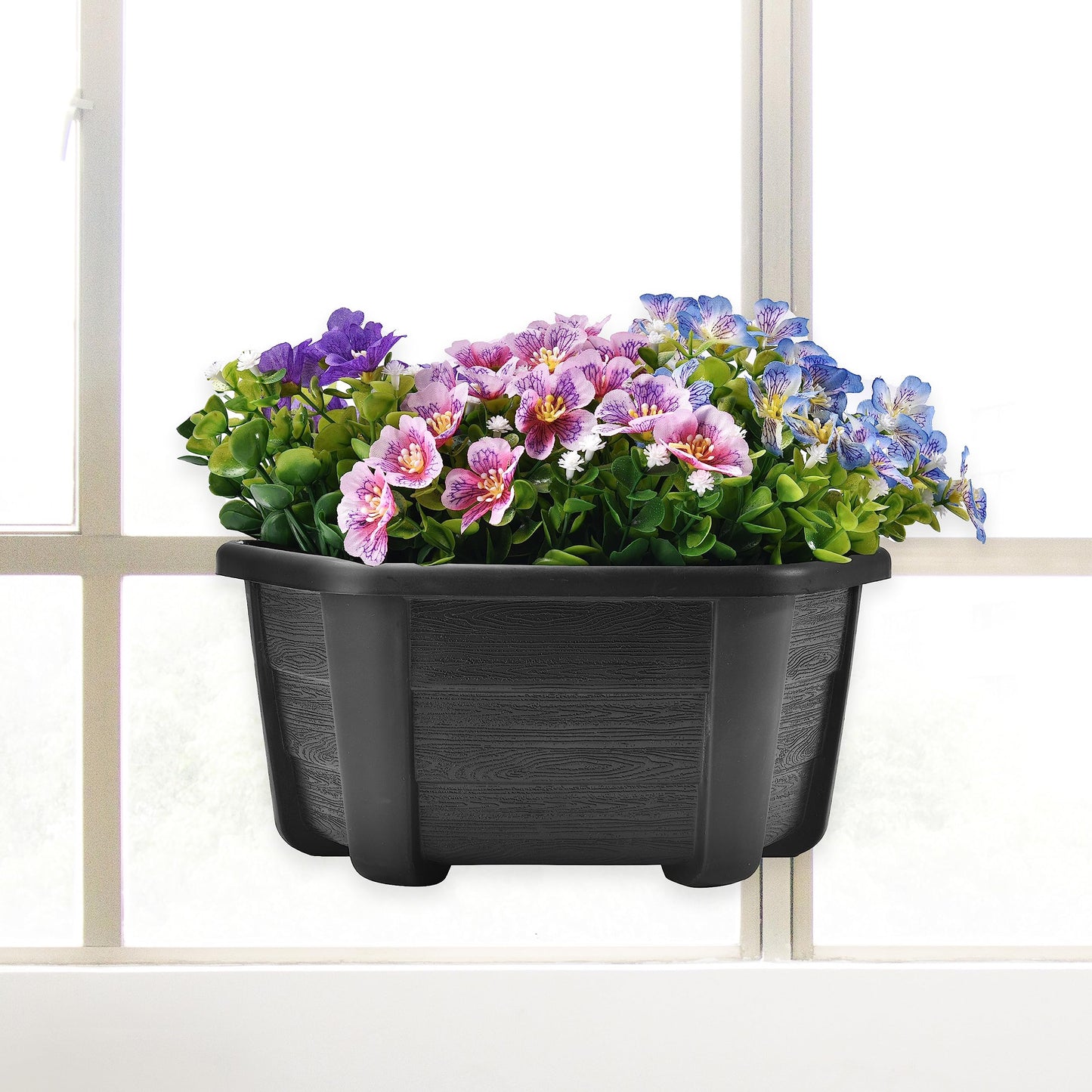 ORIMERC 9.8 inch Wood Imitated Wall Planter Pots for Indoor Plants, Wall Hanging Planters Living Wall Planter Indoor Outdoor Vertical Wall Mounted Planter for Your Green Plants, Dark Coffee (4 Pack)