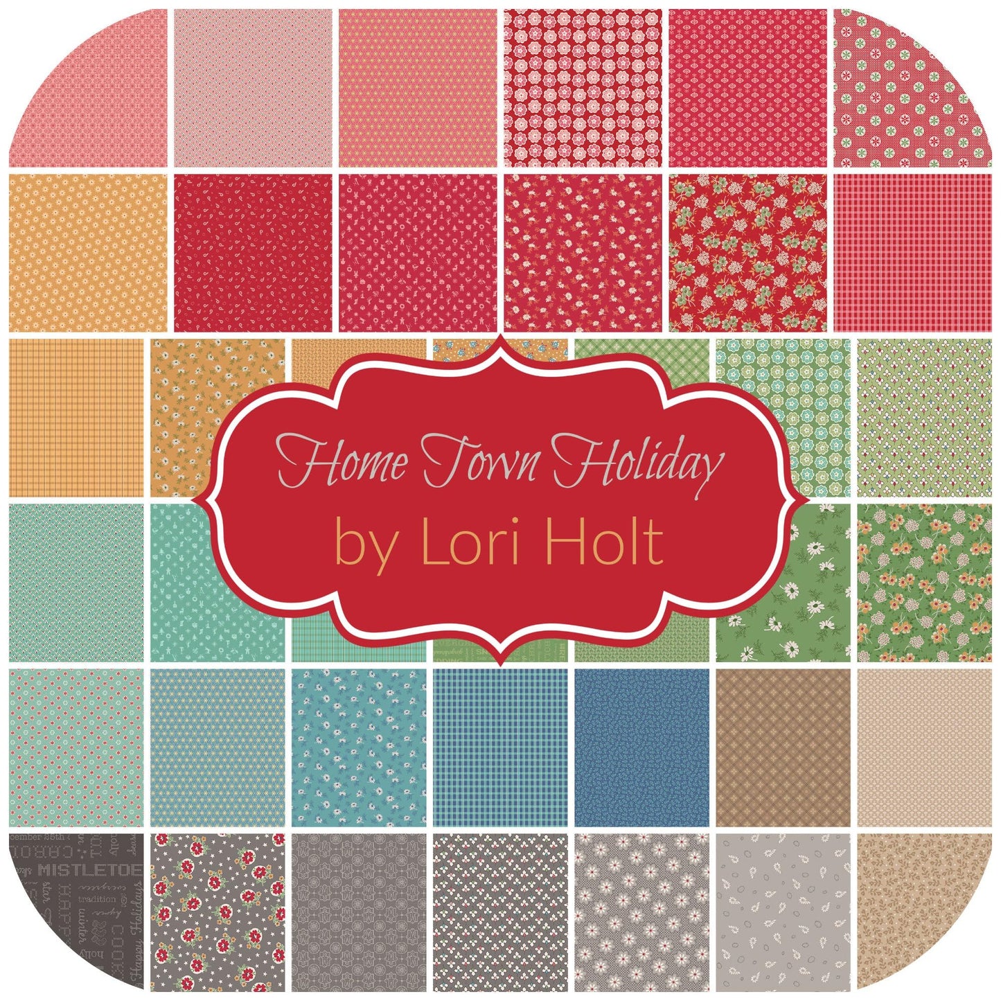 Hometown Holiday Fat Quarter Bundle Lori Holt 21.00" x 18.00" DIY Quilt Fabric