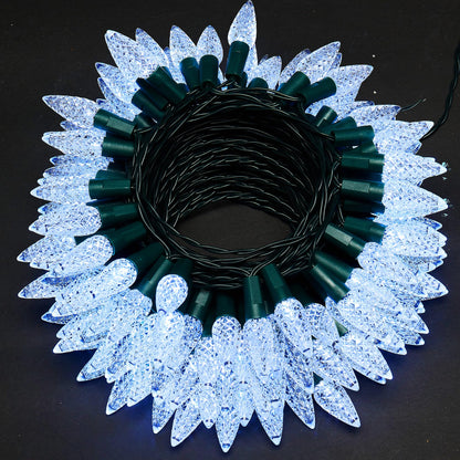 WBao Battery Operated Christmas Lights 100 LED 33ft, C6 String Lights with 8 Modes, Timer, Waterproof Design for Indoor Outdoor Christmas Trees, Fence, Stairs Xmas Decorations, Cool White