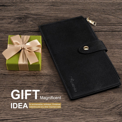 Travelambo RFID Wallet Women Large Size Bifold Multi Card Wallet Case with Zipper Pocke Credit Card Holder for Women