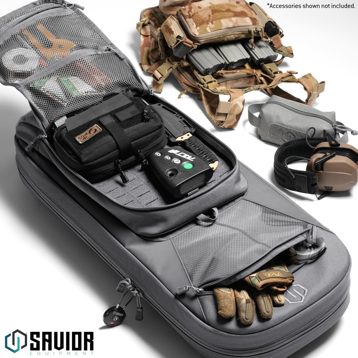 Savior Equipment Specialist Series 30" 34" 38" Covert Tactical Gun Bag Backpack Soft Case with Compartment, Low Profile Bug Out Truck Bag (SW Gray, 38")