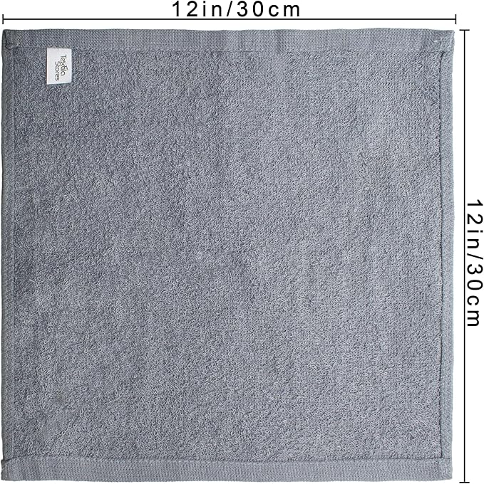 Basic Wash Cloths 12x12 Inches – Pack of 12 – Grey Color – Soft and Absorbent