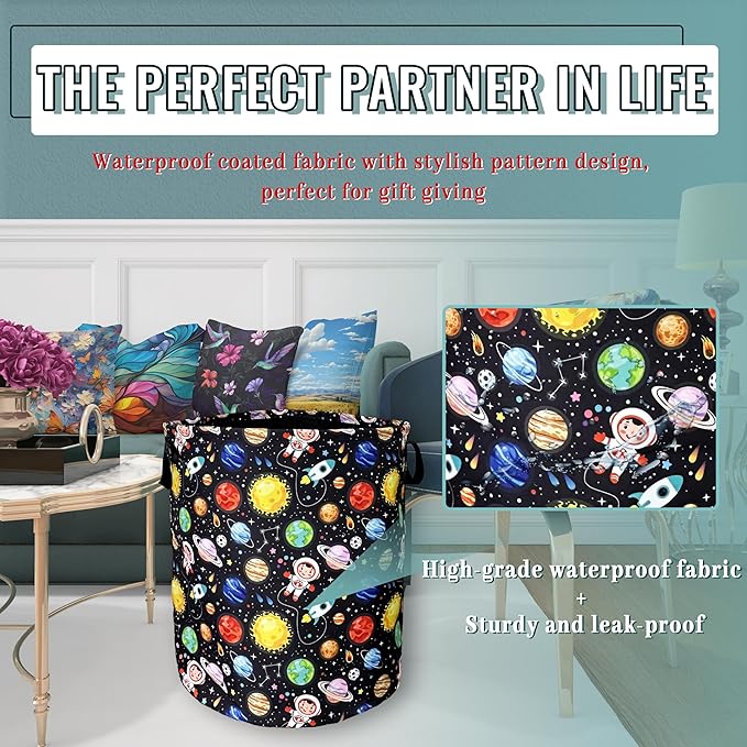 Funny Astronaut Laundry Basket Foldable
