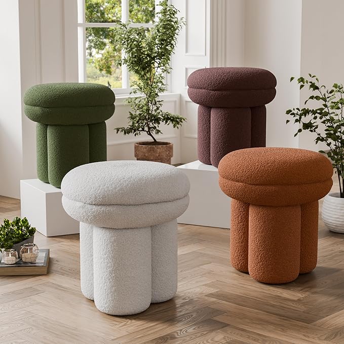 Furniture of America Rami Modern 18-inch Mushroom-Shape Upholstered Ottoman